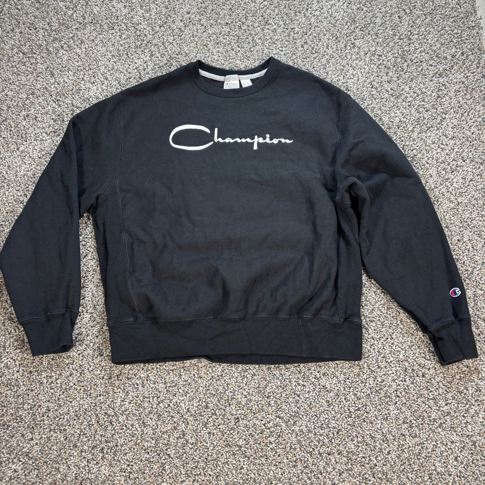 Champion Reverse Weave Small Expansion Gusset Sweatshirt Black Crewneck Unisex
